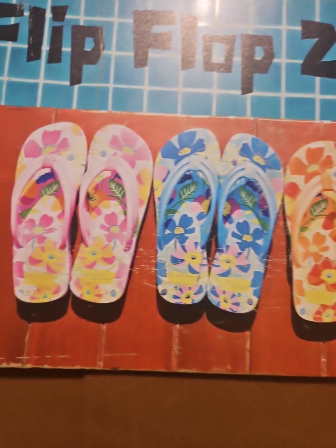 Flip Flop Zone Metal Beach Sign Tropical Pool Decor Sandals Wall Art Plaque