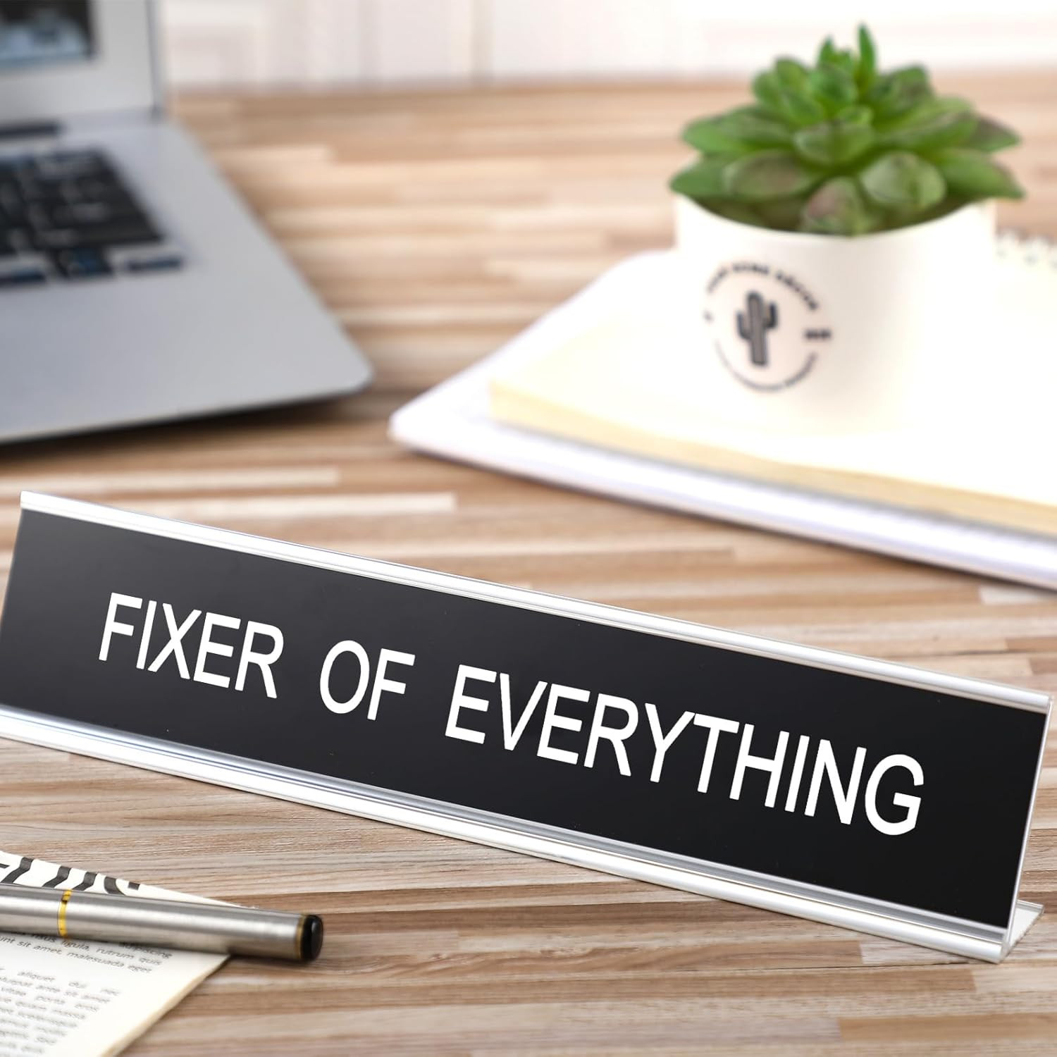 Funny Desk Signs for Office, Novelty Nameplate Office Decor Black Desk Plaque fo