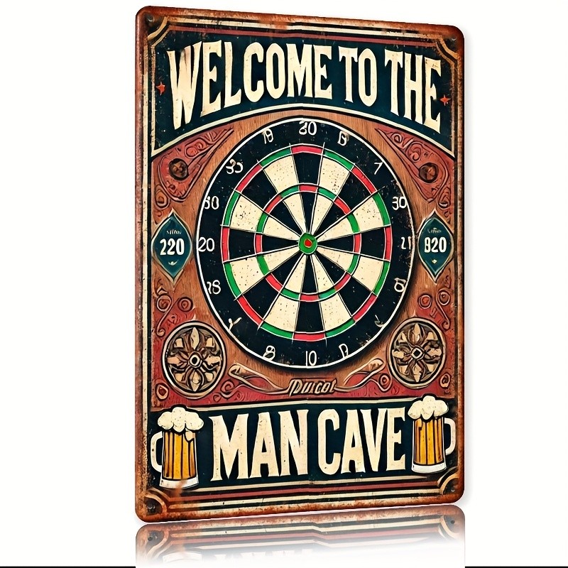 Room Decor 1pc Dart Board (7.8X11.8In) Tin Metal Signs Iron Signage, Vintage Dec
