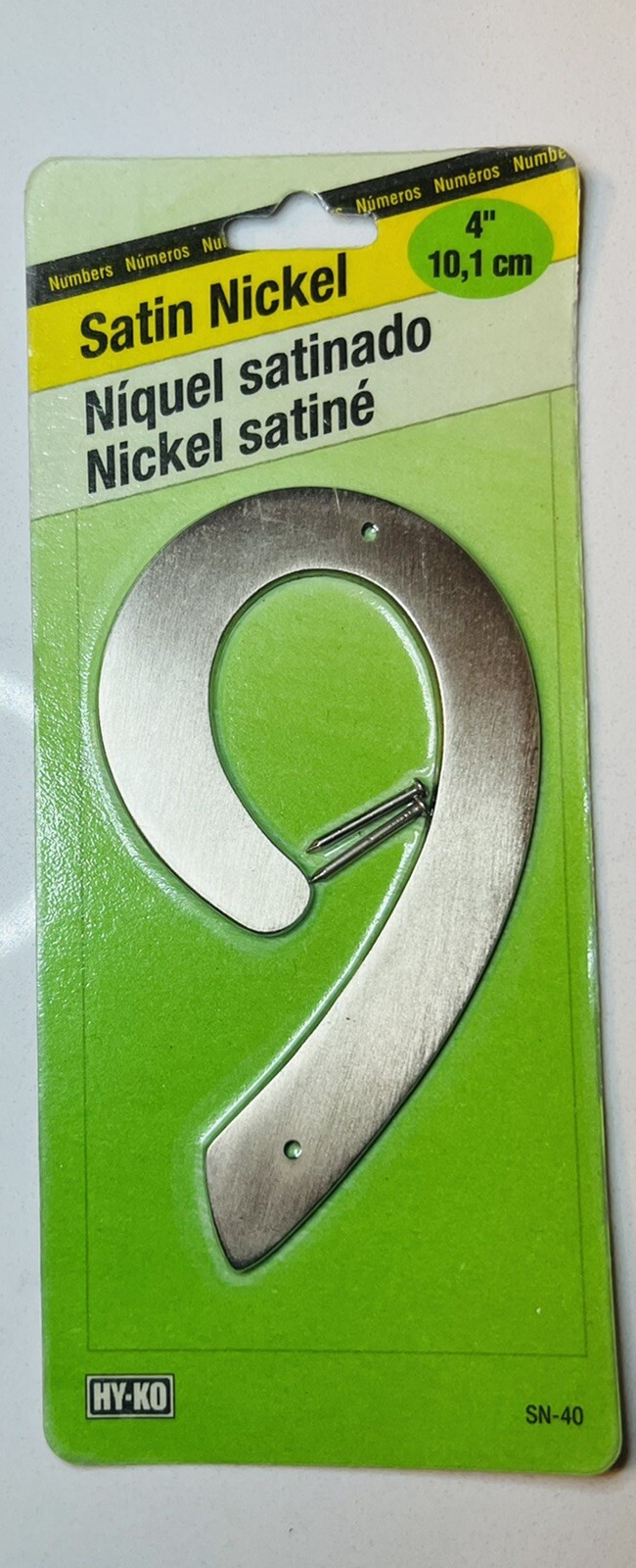 4″ Satin Nickel Zinc Number – 9: For Mailbox, House Number Etc.