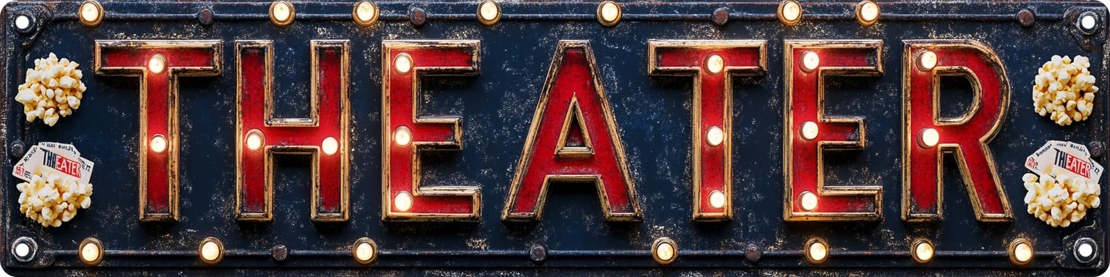Vintage Tin Theater Sign Retro Metal Sign Suitable For Cinemas And Theater- M…