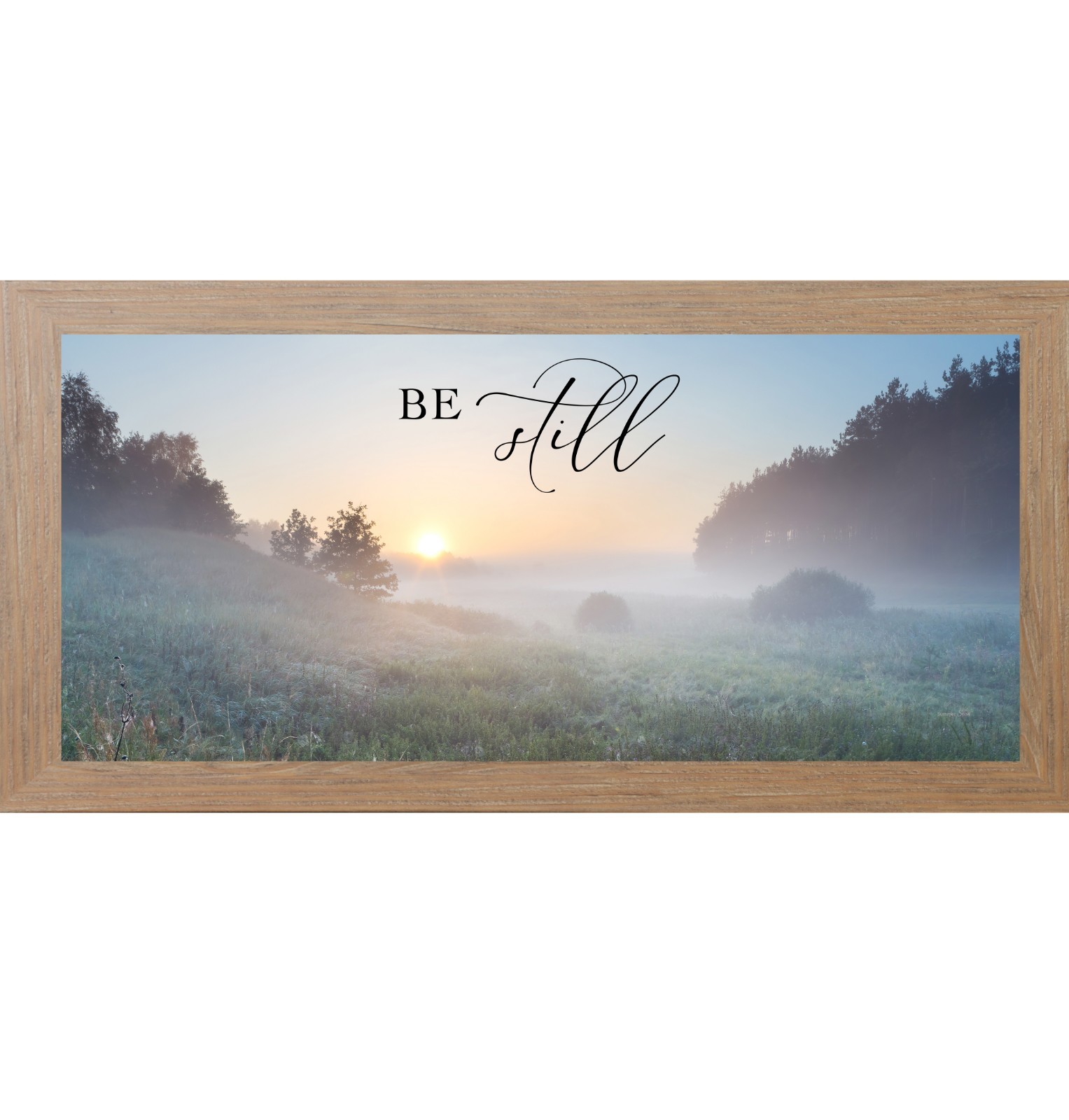 Be Still Christian Sunrise Framed Wall Art Wide Landscape Decor | Multiple Sizes