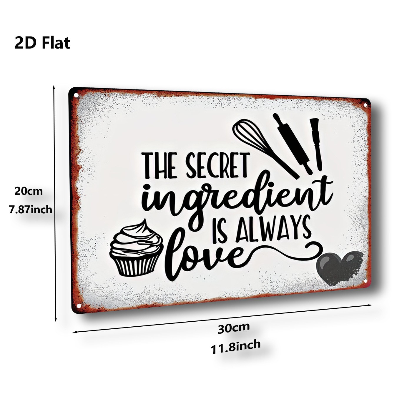 Metal Sign 20.32×30.48 cm “Love Is a Secret Recipe: Vintage Art”