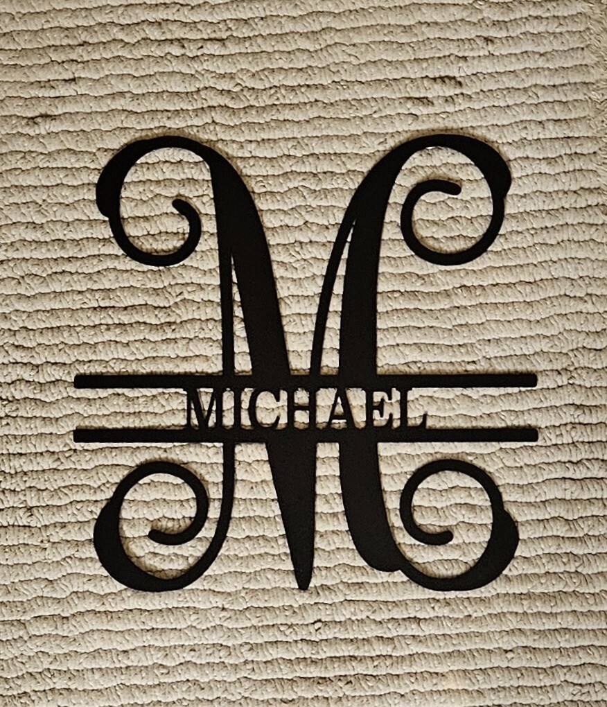 Michael – Split Letter Metal Powder Coated Monogram Name Sign
