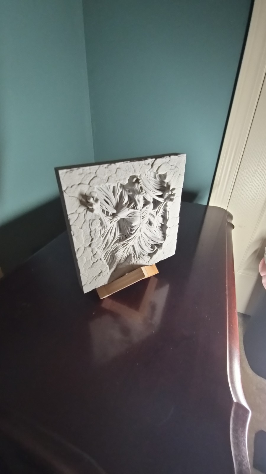 Gray Resin Medusa Mythology Plaque, Round Textured 3D Effect