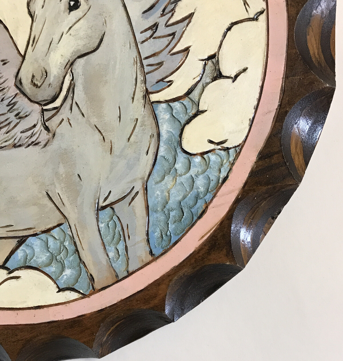 Rainbow Pegasus Winged Horse Wall Hanging Plaque Majestic Mythical Fantasy Vtg