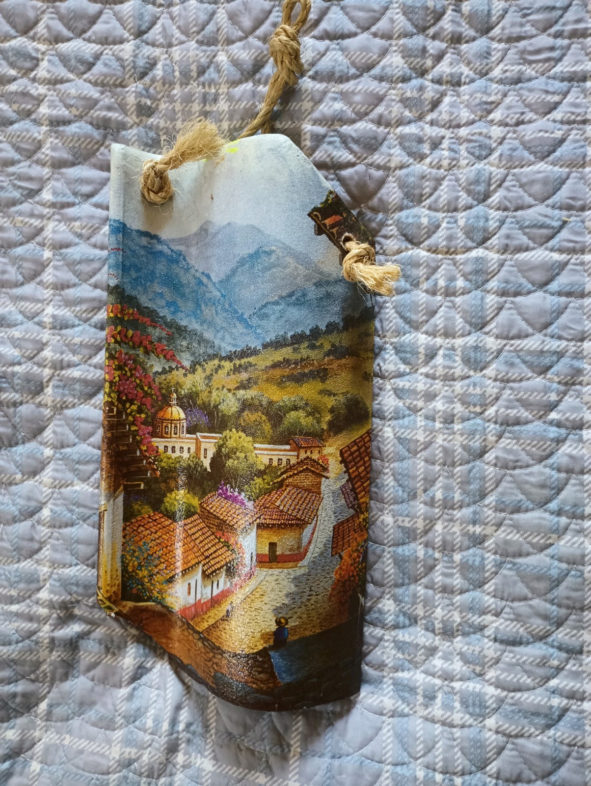 Clay Roof Tile / Mediterranean Village Wall Plaque Hanging Textured Wall Decor
