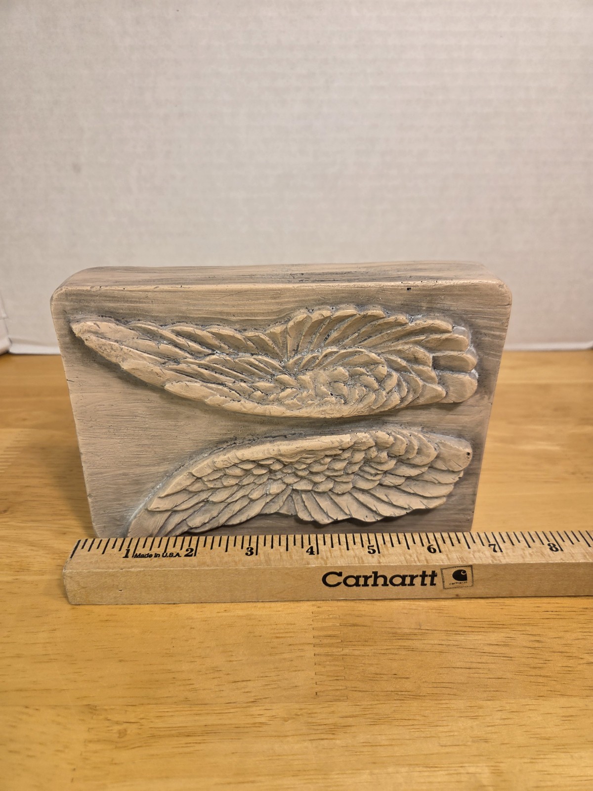 Carved Angel Wings Wall Decor Resin faux wood look 5” X 7”