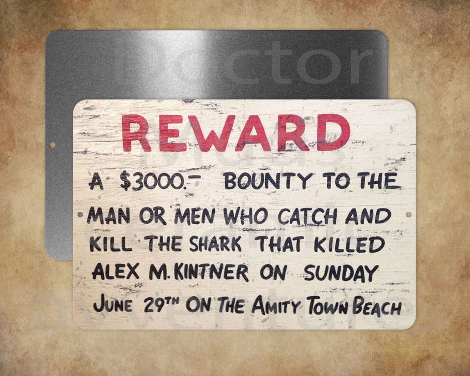 JAWS Reward Bounty on Shark that killed Alex .., 8 x 12″ metal sign MADE IN USA