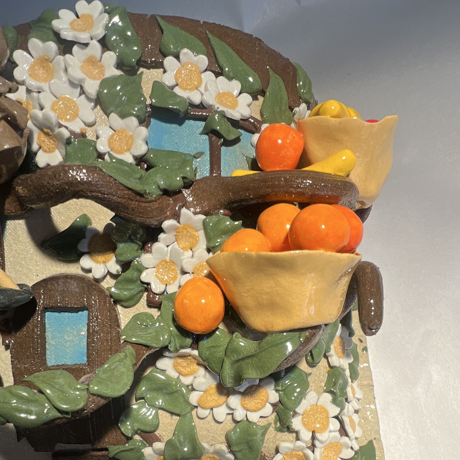 Tempo Craft 3D Floral Fruit Bird Wall Plaque Resin Painted Ready To Hang Horiz