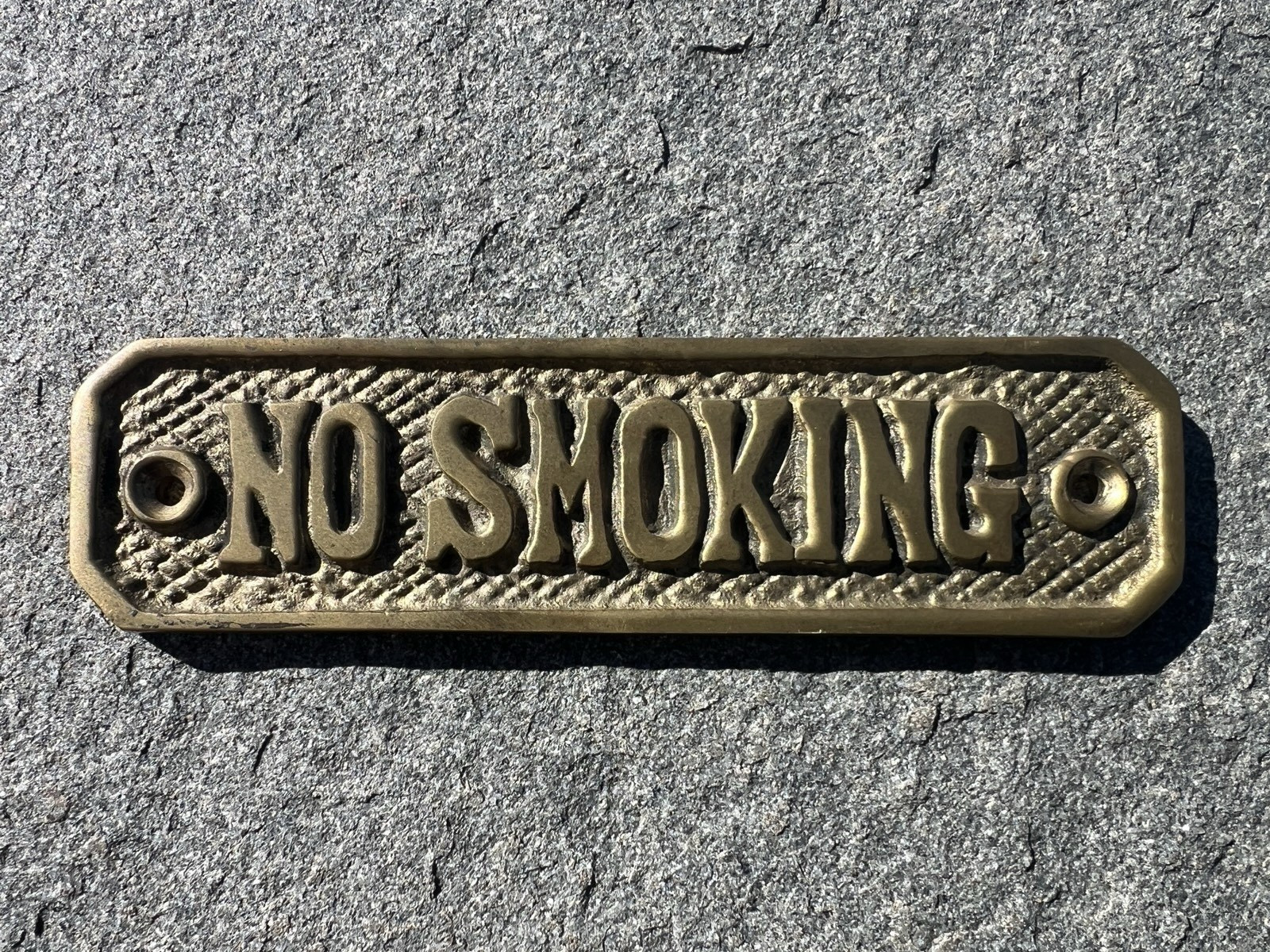 Vintage No Smoking Sign 4.75” Brass Plate Sign