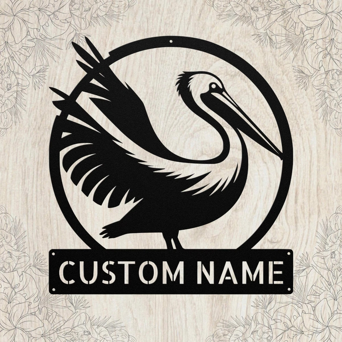 Custom Pelican Metal Sign Personalized Name Nautical Coastal Beach House Decor