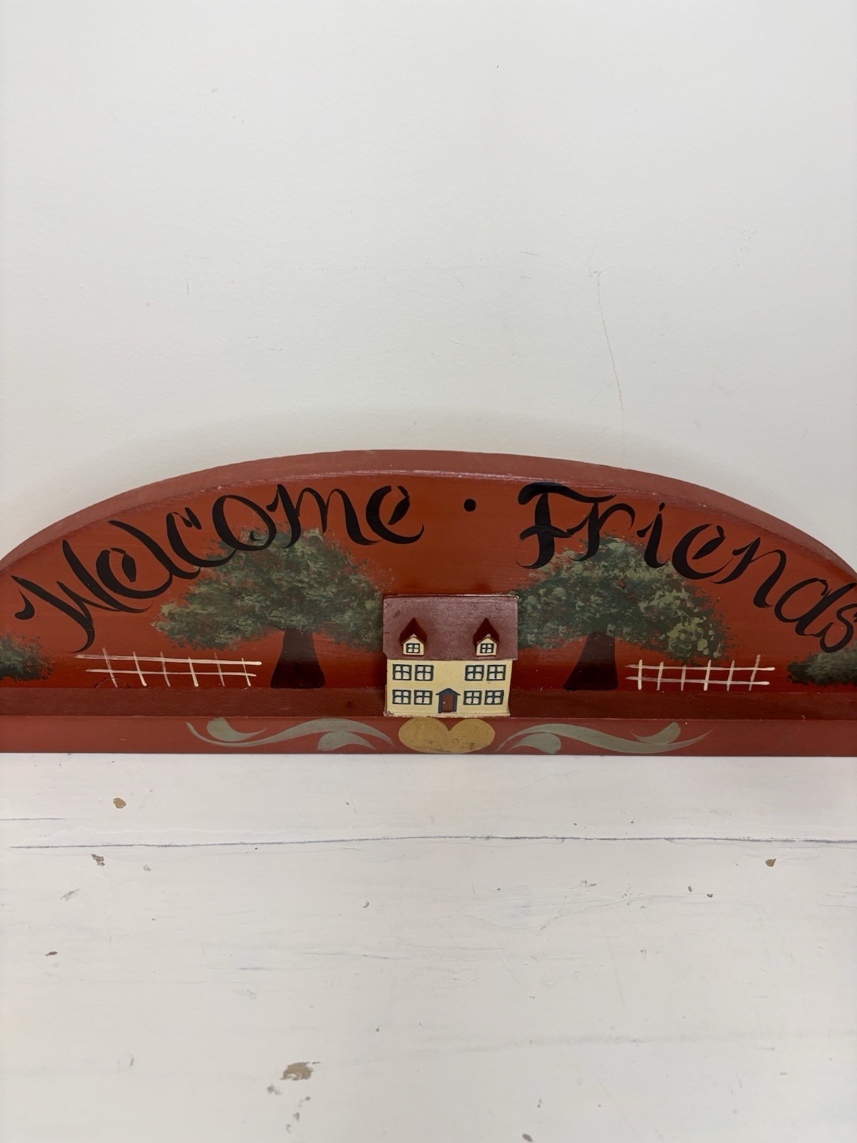 Vintage The Homestead Collection Welcome Friends Wood Wall Plaque 19in