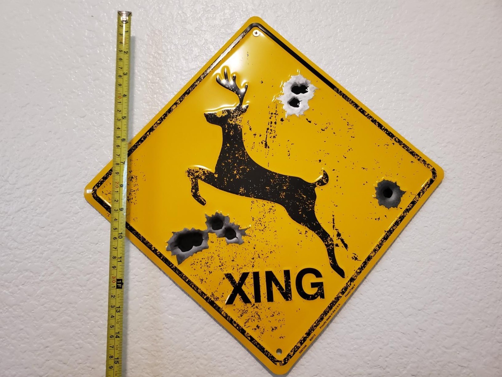 DEER CROSSING SIGN Metal Rustic Hunting Cabin Lodge Street Road Decor 12×12