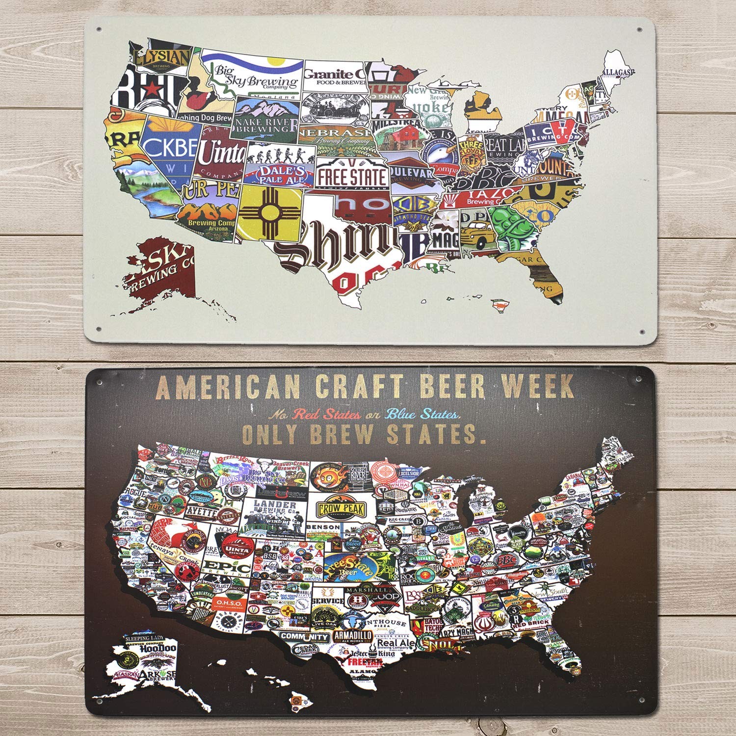 ARTCLUB American Craft Beer Week States Map Plaque 11.8″L x 7.8″W, White
