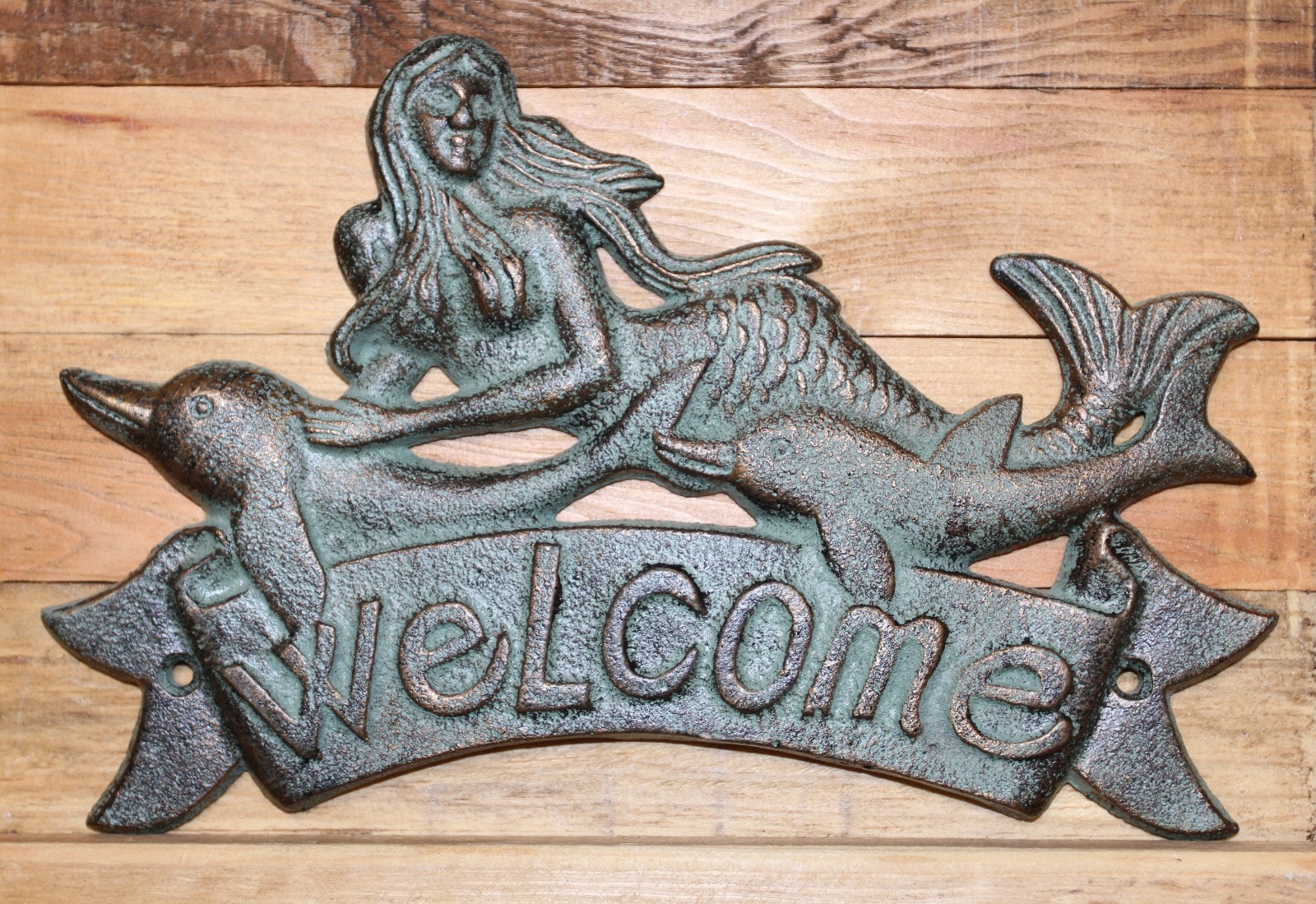 1-MERMAID WELCOME Wall Plaque,Mythical,Folklore,Beach Decor,Nautical Style,BL-40