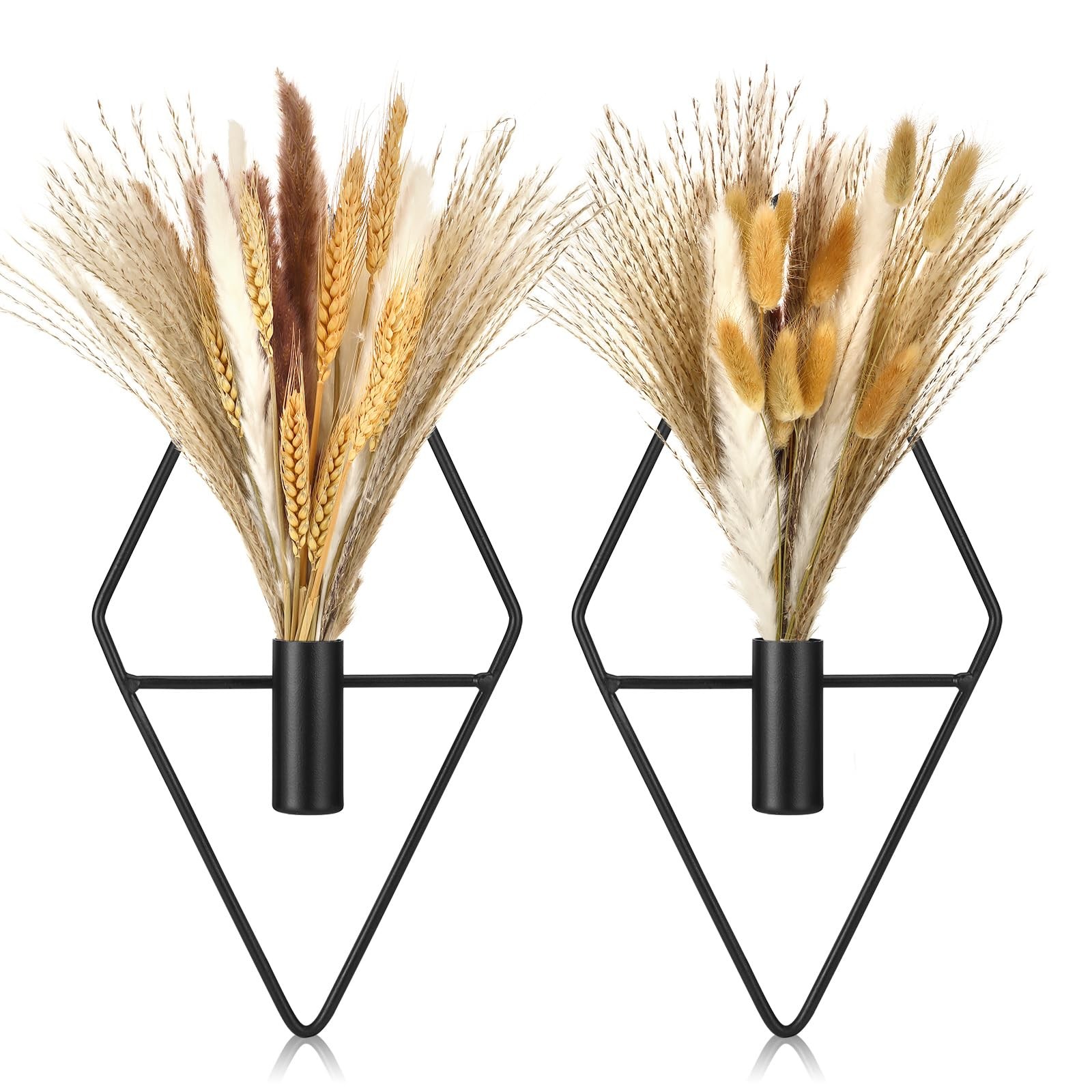 Metal Hanging Planter Wall Decor Pampas Black Set of 2