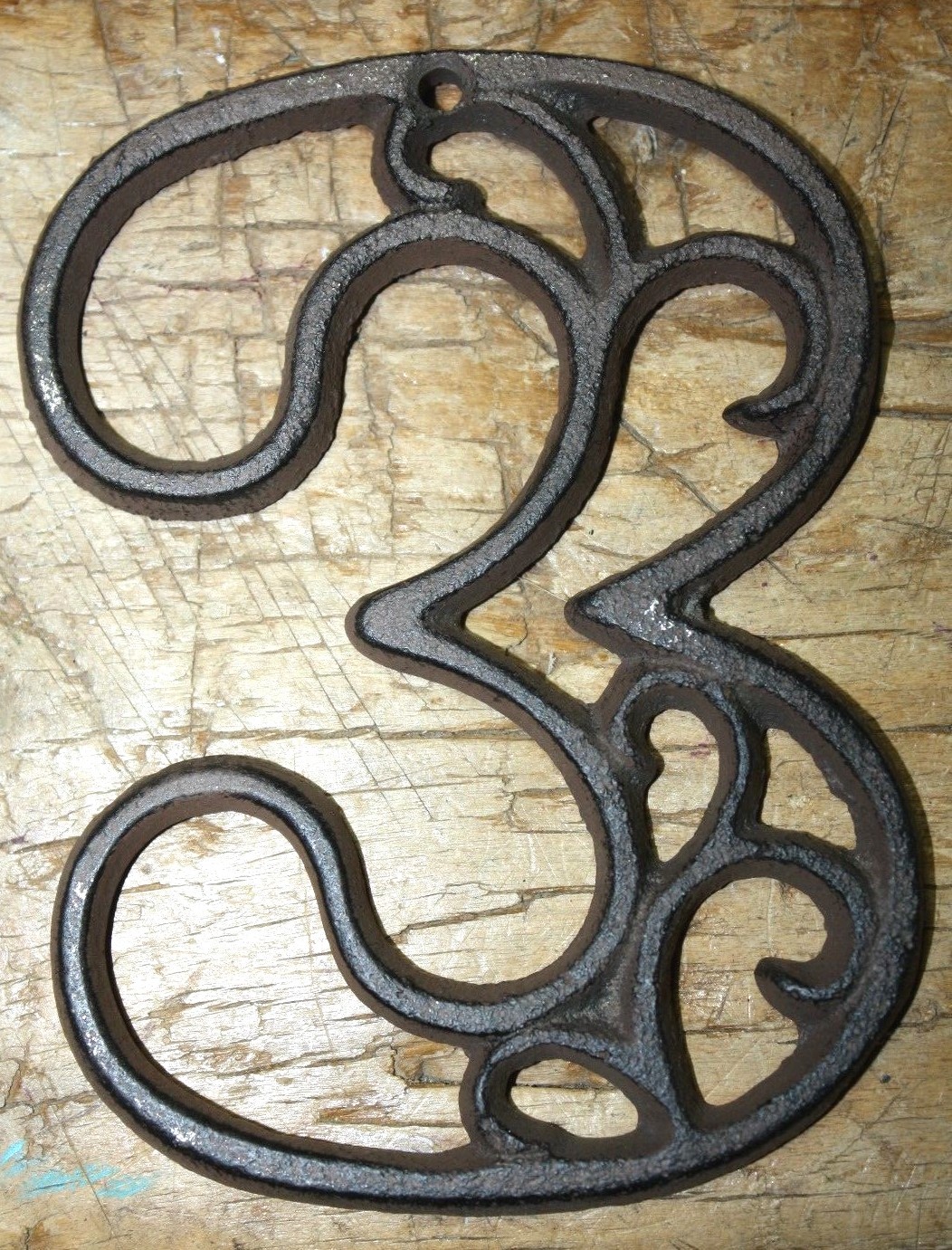 Rustic BROWN Cast Iron Metal House Number Street Address 4 1/2 INCH Phone # 3