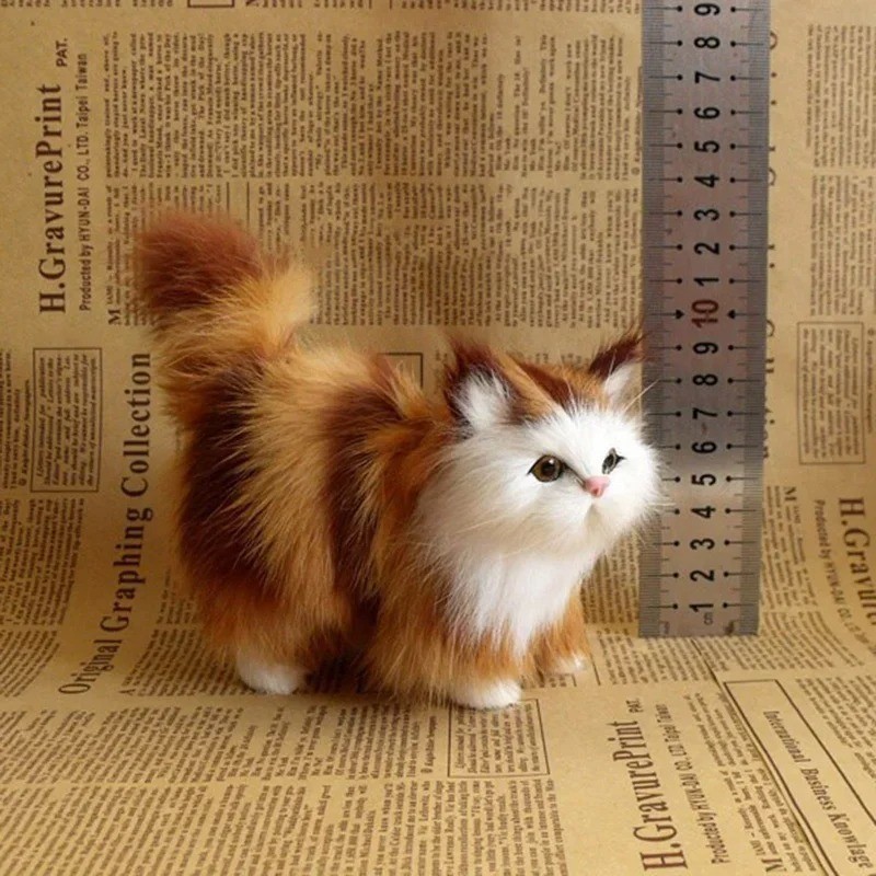 Cute Simulation Cat Plush Toys Soft Stuffed Kitten Model Fake Cat Realist Animal