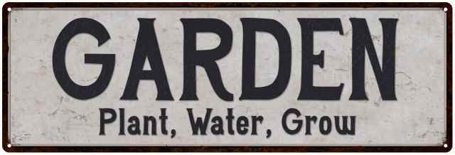 Garden Vintage Look Reproduction Black on White Metal Sign 106180023030