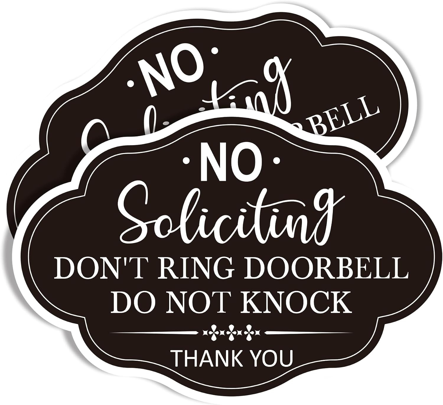 2 Pack No Soliciting Sign for Front Door,Self-Adhesive Elegant Do Not Knock or R