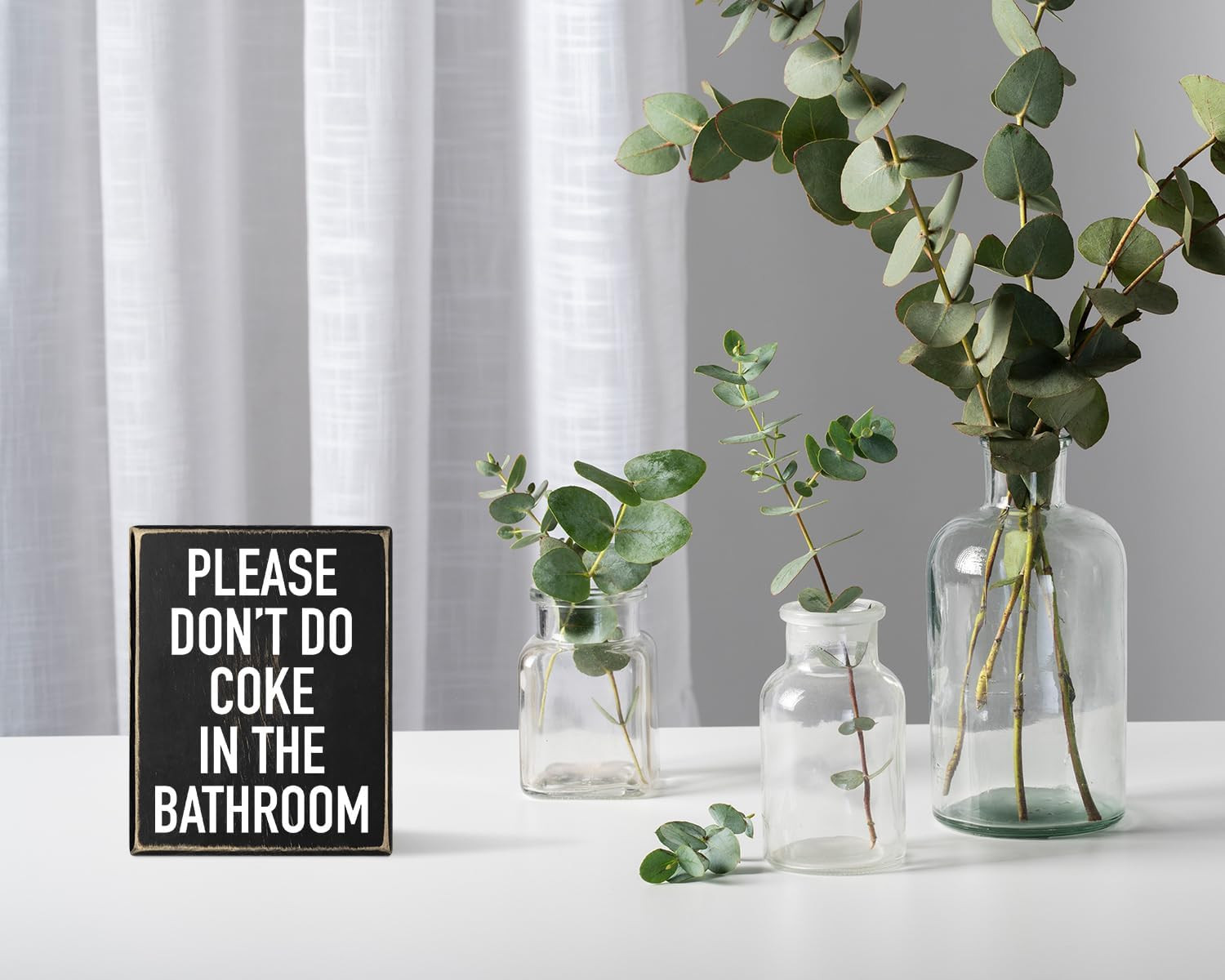 Pigort Wood Funny Bathroom Decor Sign, ‘Please Don’T Do Coke’ – 5 X 6 X 1.8 INCH