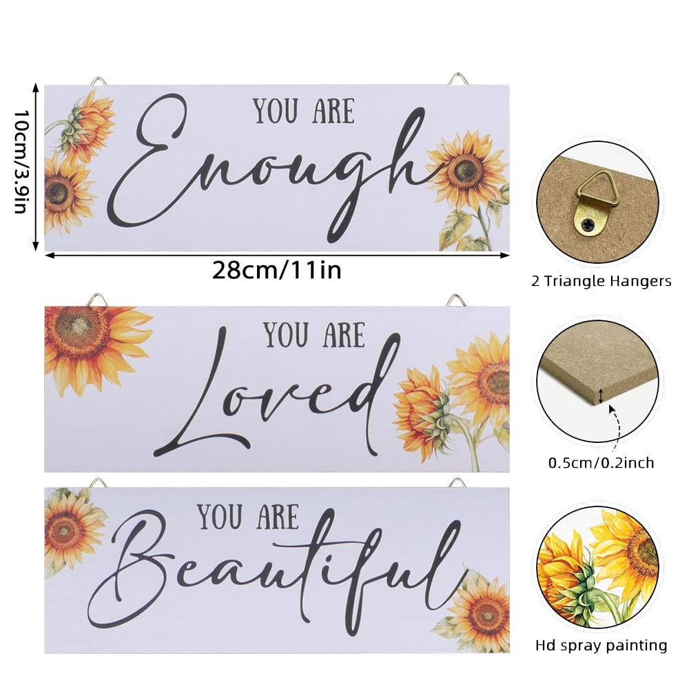 3 Pieces Sunflower Wall Decor 11 Inches Wooden Sunflower Wall Art Decor, Rust…