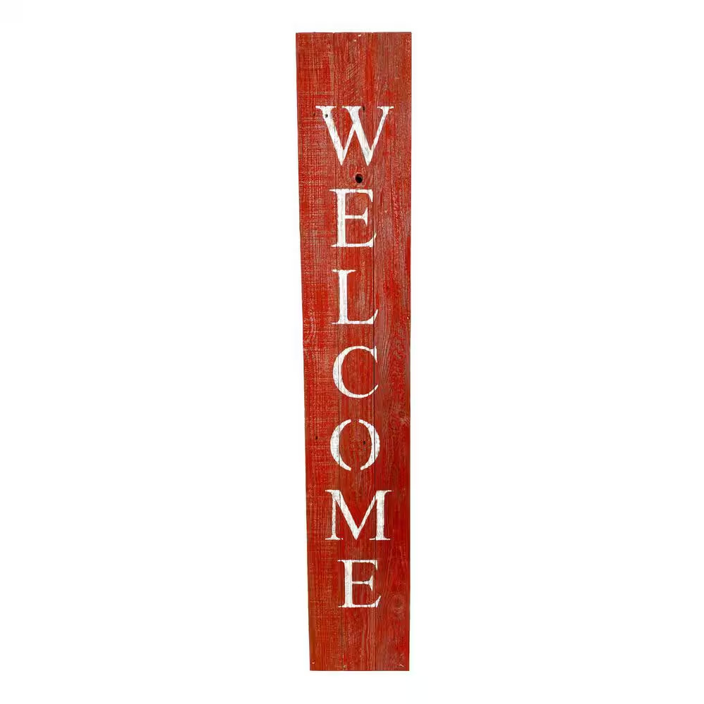 Rustic Farmhouse 60 In. Rustic Red Vertical Front Porch Welcome Sign
