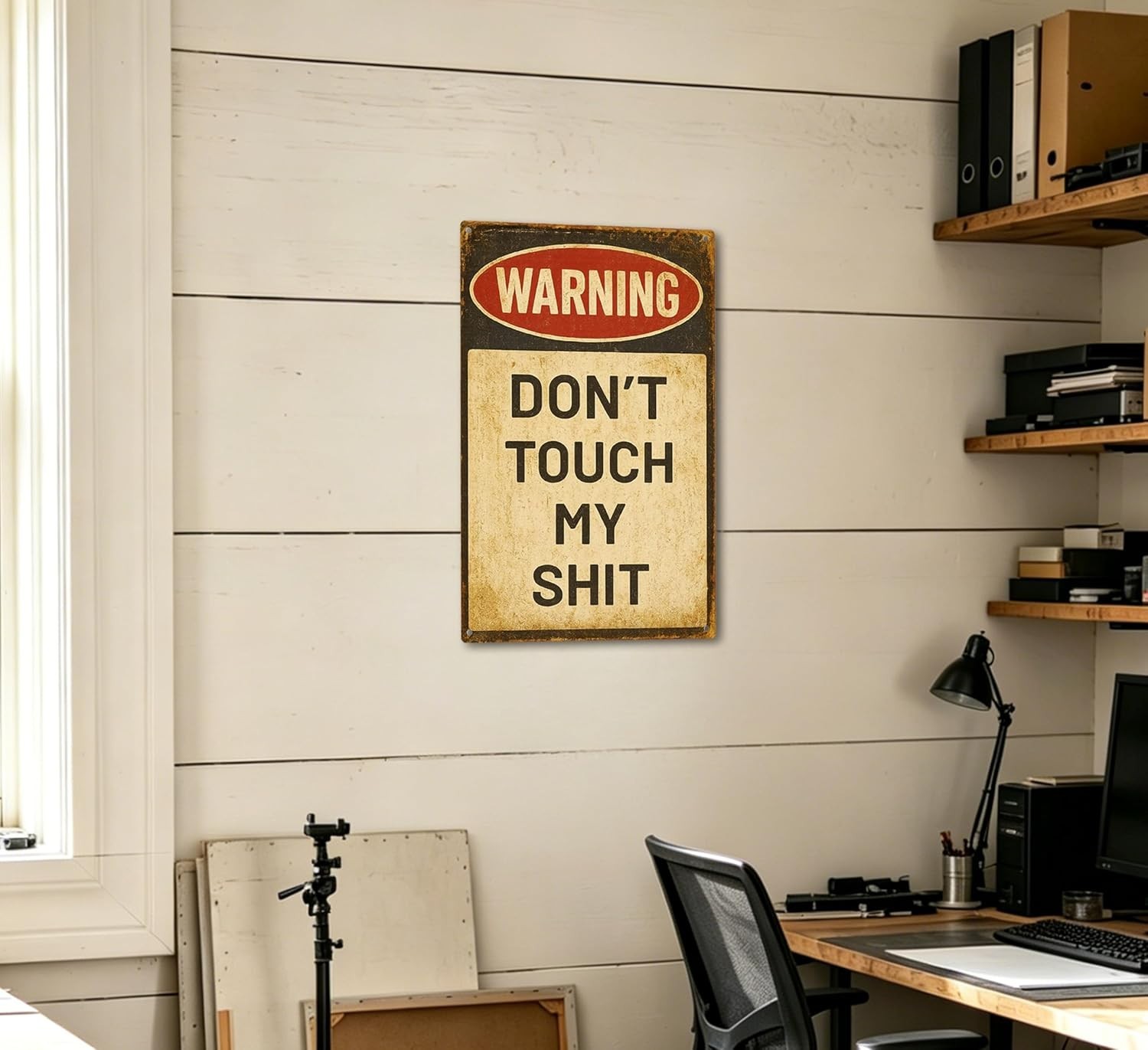 Vintage Don’t Touch Warning Metal Tin Sign Wall Art Man Cave Garage Home Office