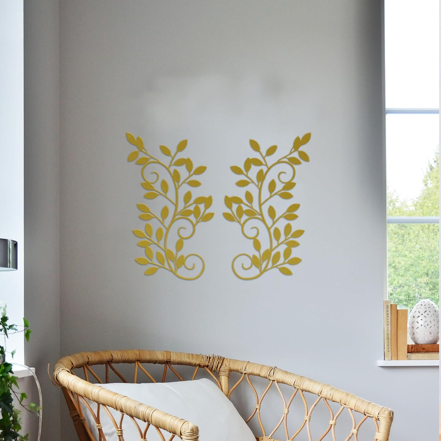 2 Pieces Metal Tree Leaf Wall Decor Vine Olive Branch Leaf Wall Art