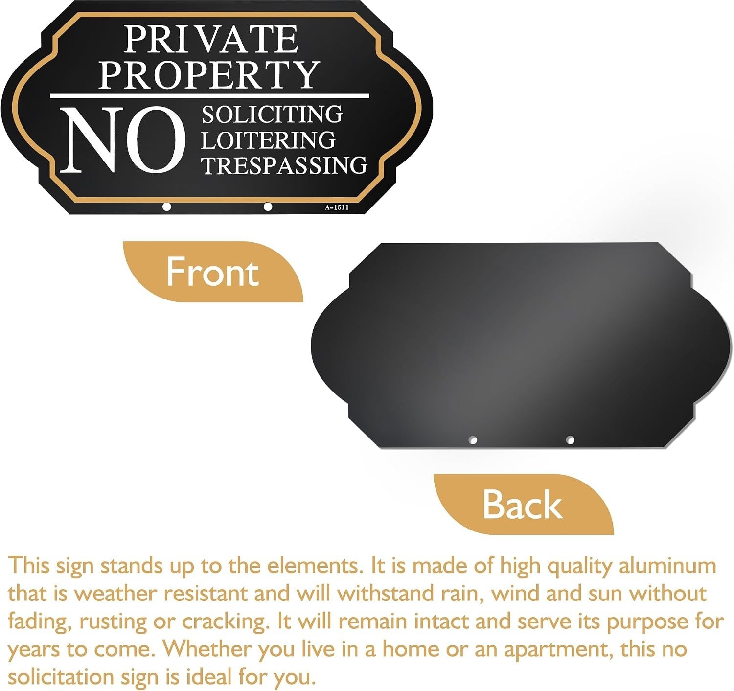 Versatile 5×10 Aluminum No Soliciting Sign with Clip – Secure & Sturdy Placement