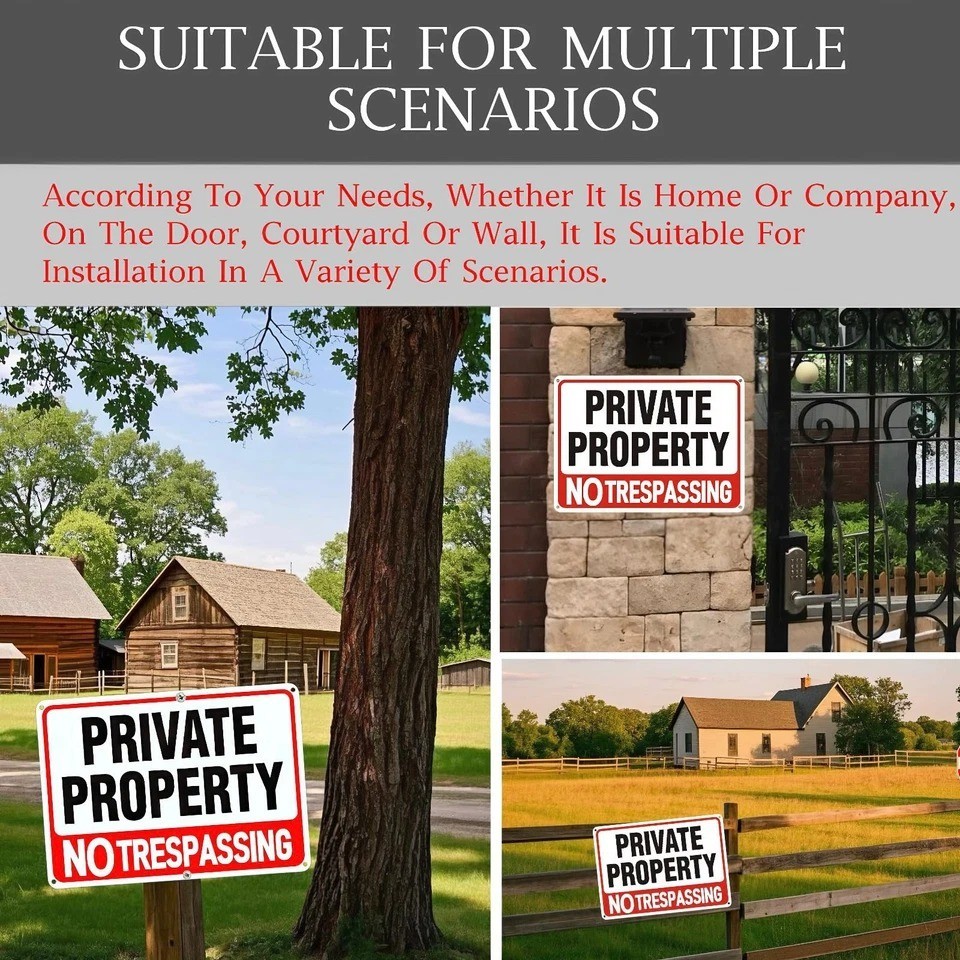 3 Pack Large Private Property No Trespassing Sign 8X12 Inch Rust Free Aluminum