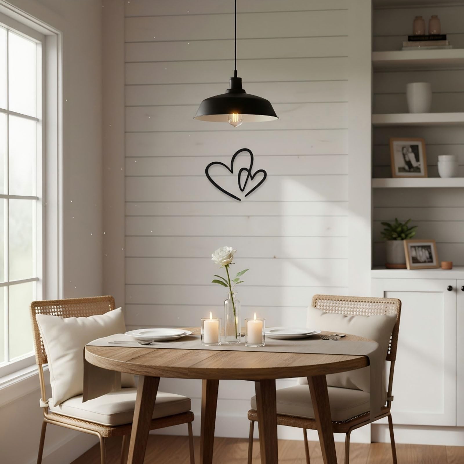 Modern Black Heart Wall Decor – Sleek Metal Heart Shaped Wall Art Hanging for…