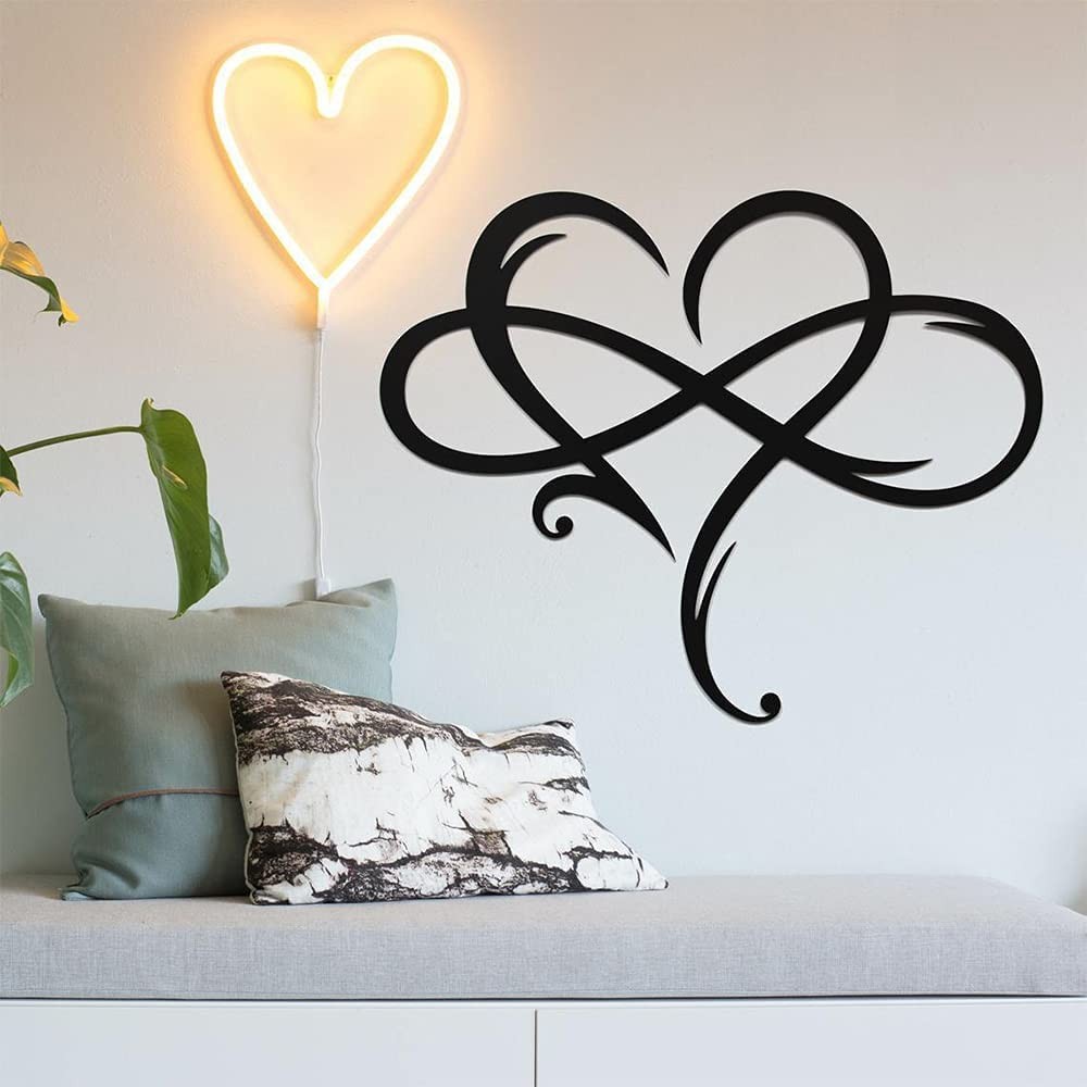 Infinity Heart Wall Decor, Unique Infinity Heart Metal Art Wall Decor Love Si…