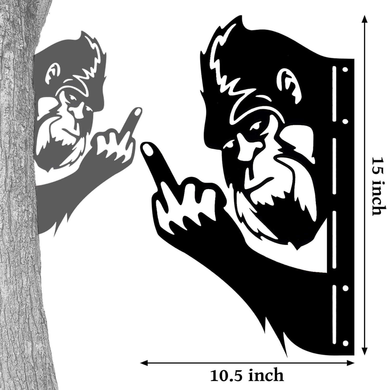 Peek a Boo Bigfoot Metal Signs15 X 11.6 Inch Sasquatch Black