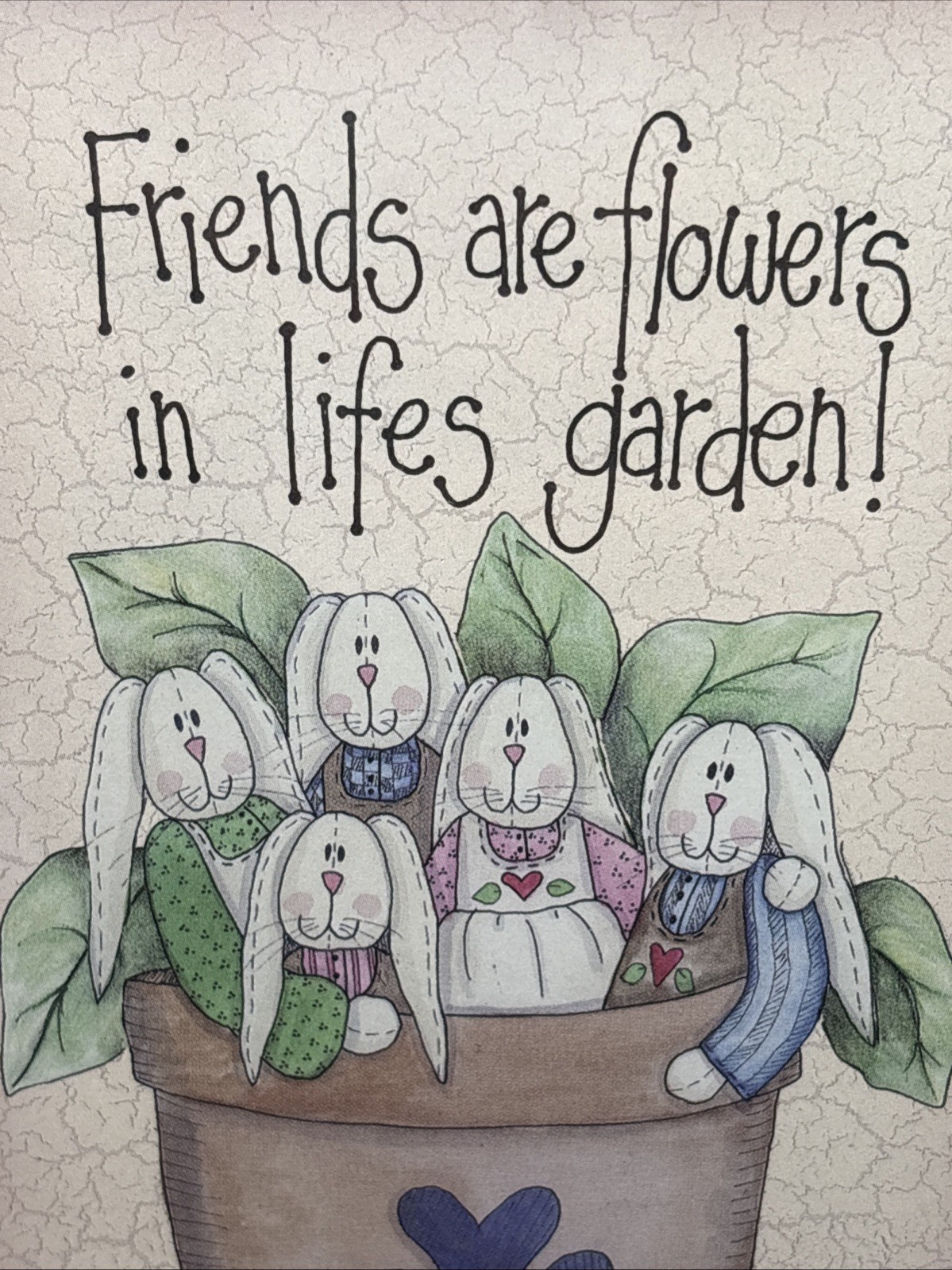 Vintage 1996 Cottagecore 5×7” Wood-Framed Friends Are Flowers In Life’s Garden!