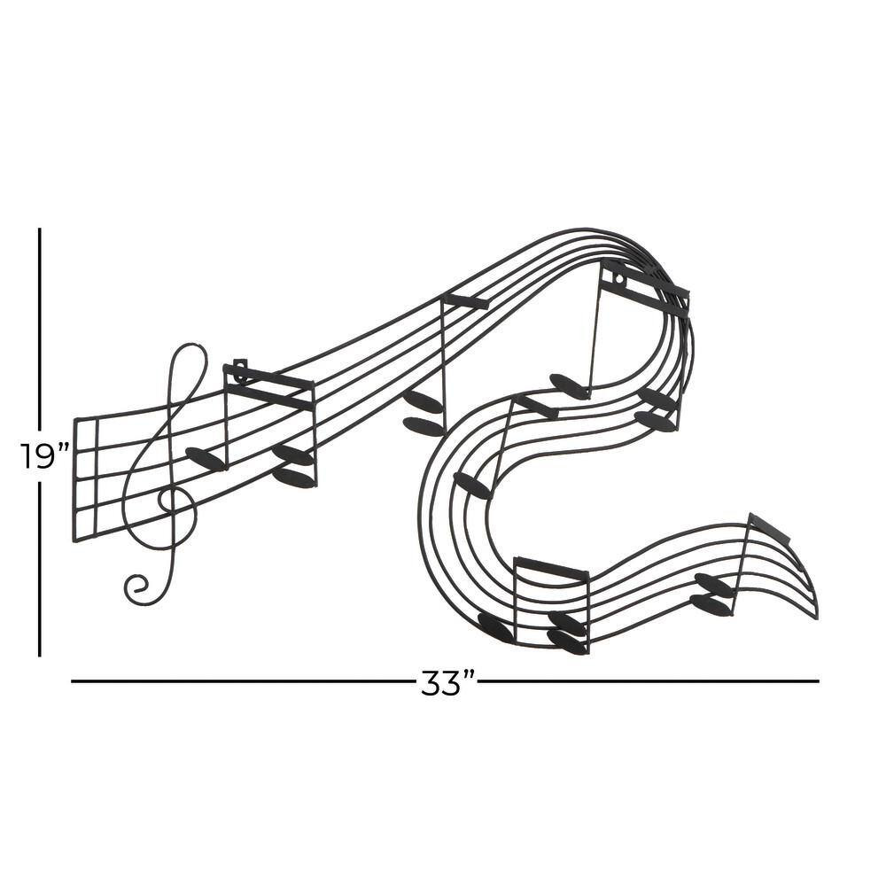 33 In. X 19 In. Metal Black Notes Musical Notes Wall Decor