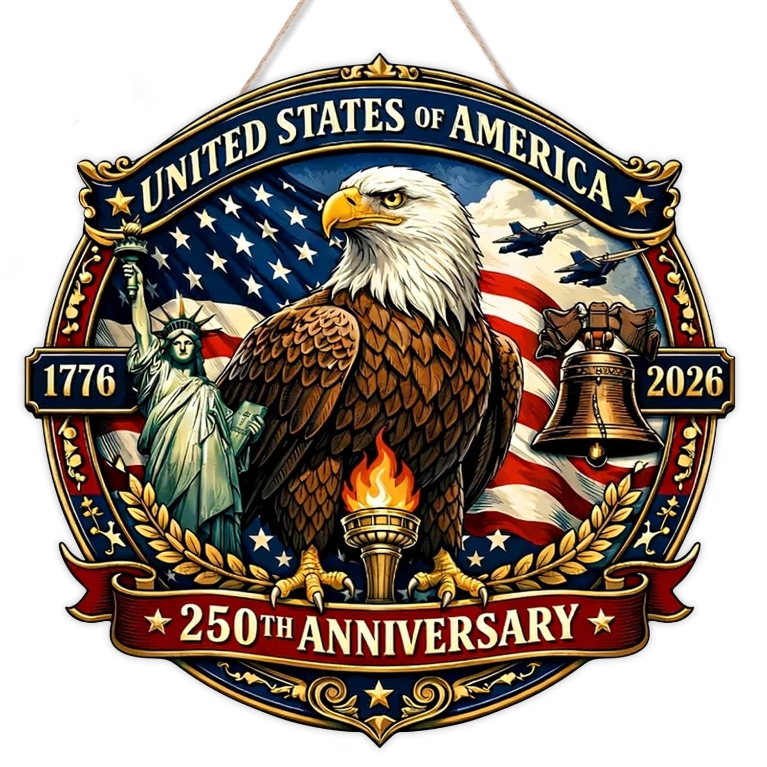 250 Anniversary 4th of July Door Sign Wooden 250th Anniversary 17762026 Wreat…