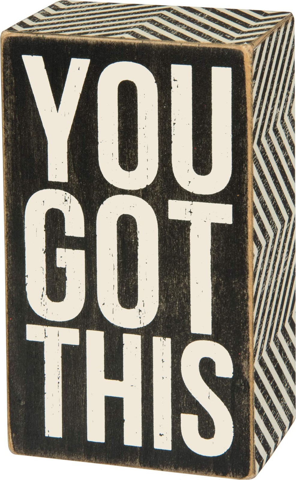 Primitives by Kathy Mini Box Sign, 3″ x 5″, 5″L x 3″W, Rustic black and white
