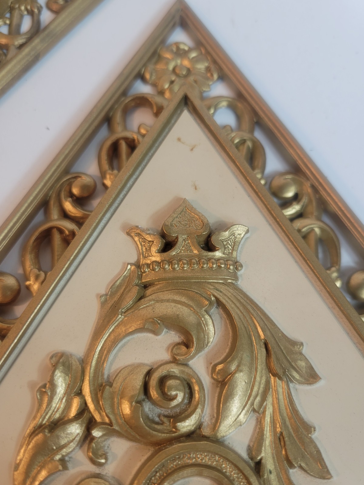 Dart Homco Diamond Shaped Floral Gold Ornate Wall Plaques Set Of 4 Hollywood MCM