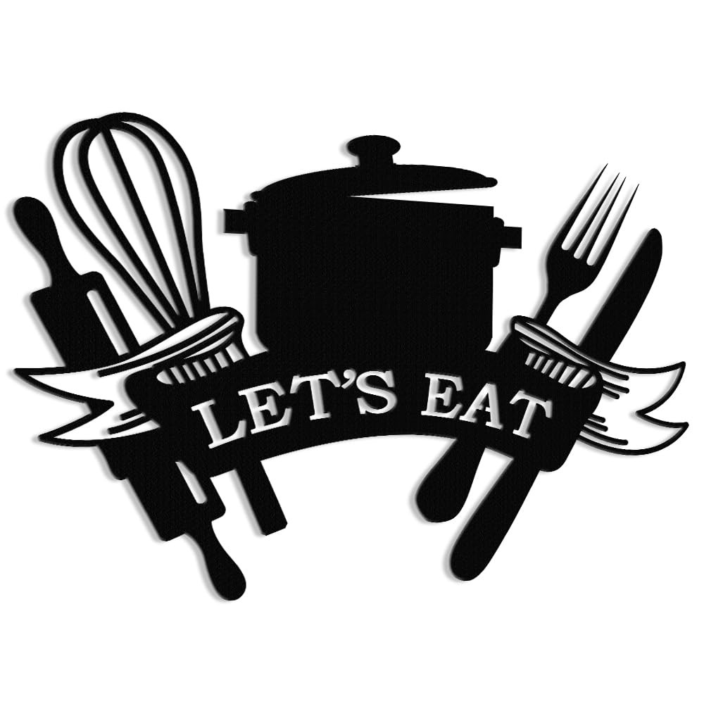 Kitchen Metal Sign, Metal Kitchen Wall Art, Let’s Eat Sign for Home Kitchen D…