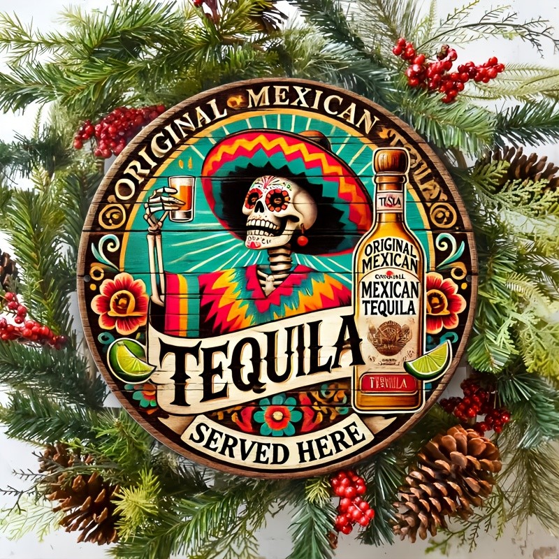 Tin Metal Signs 8 x 8inch (20 x 20cm)”TEQUILA” Vintage metal wall decoration wit
