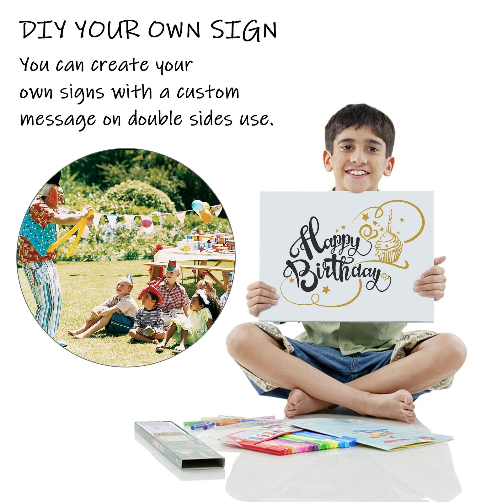 Blank Yard Lawn Signs 4 Pack 18 x 12 Inches White Plastic For Happy BirthdayG…