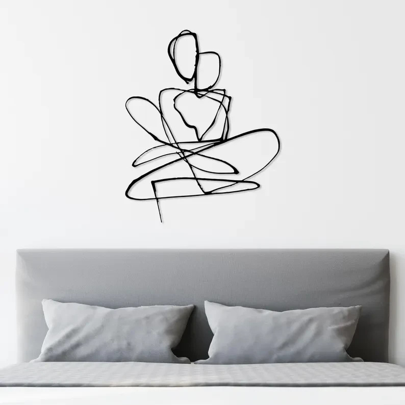 Abstract Couple Metal Line Art Modern Love Couple Wall Decor Wedding Gift Art