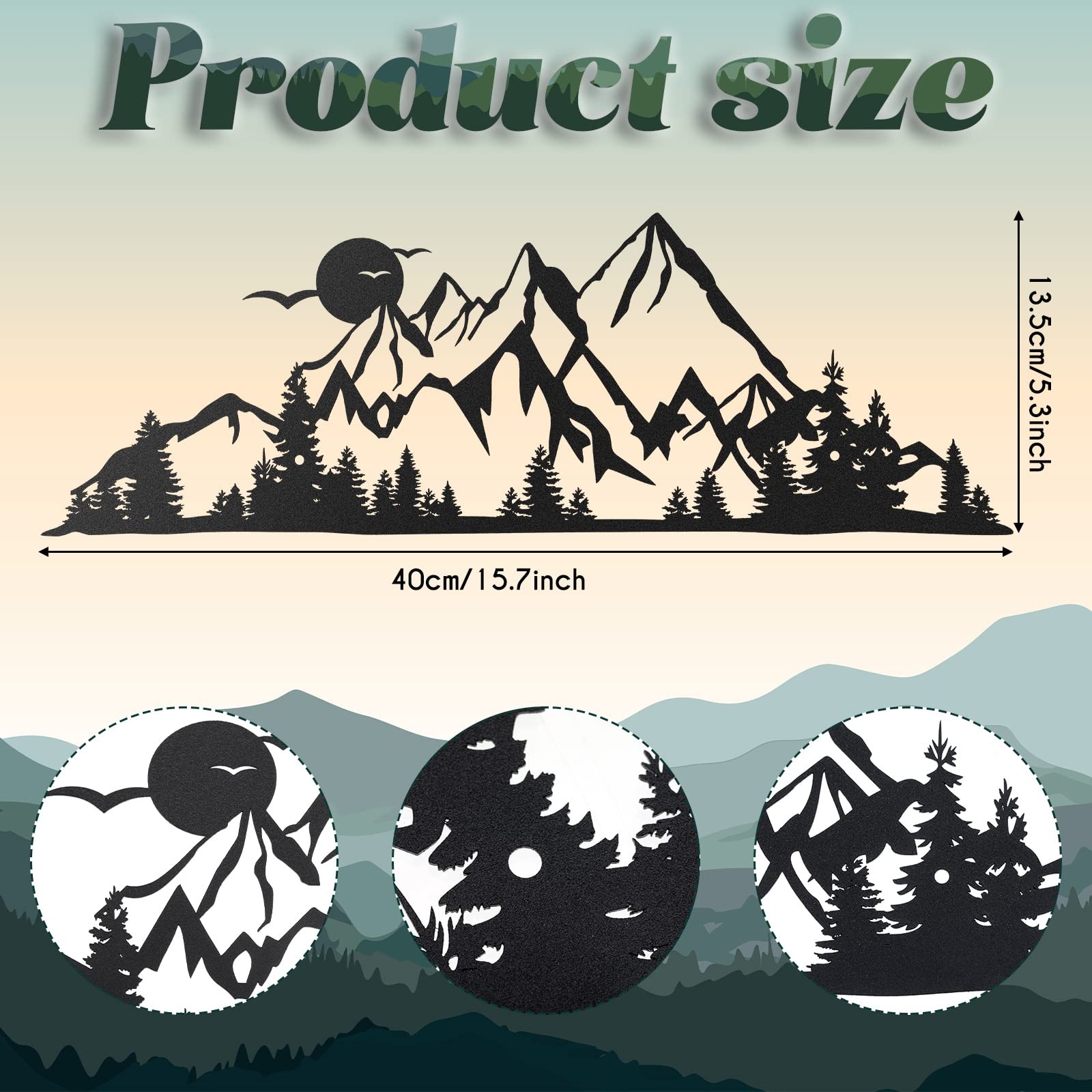 Metal Mountain Wall Art Blue Ridge Mountain Wall Decor Nature Forest Tree Sti…