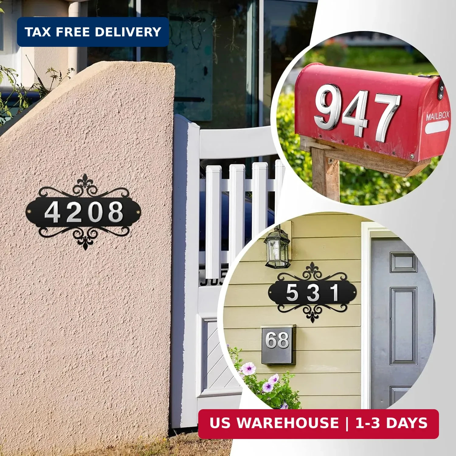 House Address Plaques Metal Address Sign Outside House Number Mailbox Number Sig