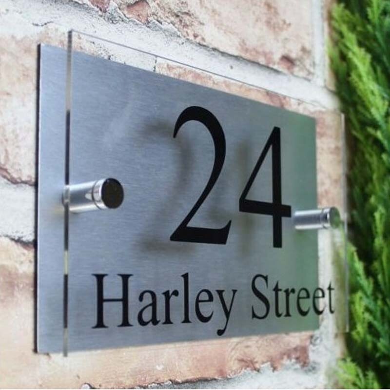 2pcsHouse Sign Door Number Street Digital Sign(Double-deck Rectangle Transparent