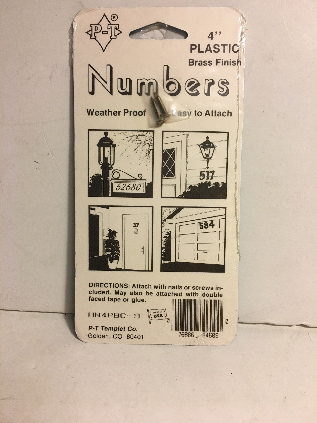 #9 or #6 Weather Proof Plastic Brass Finish 4″ House Mailbox Apartment Numbers