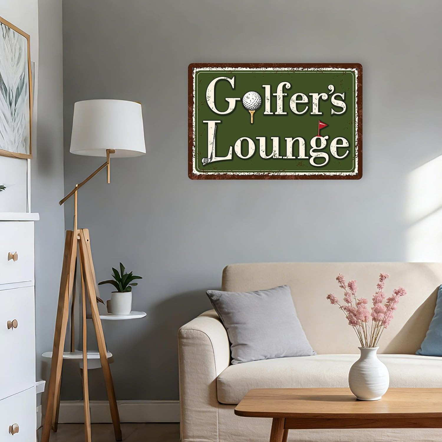 Golfers Lounge Metal Sign, 30X20Cm/12X8In Tinplate Vintage Golf Lounge Wall Art