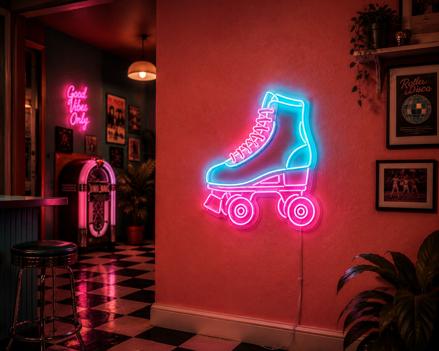 Retro Sunset Neon Sign | Art Deco LED Wall Light | Synthwave Room Decor